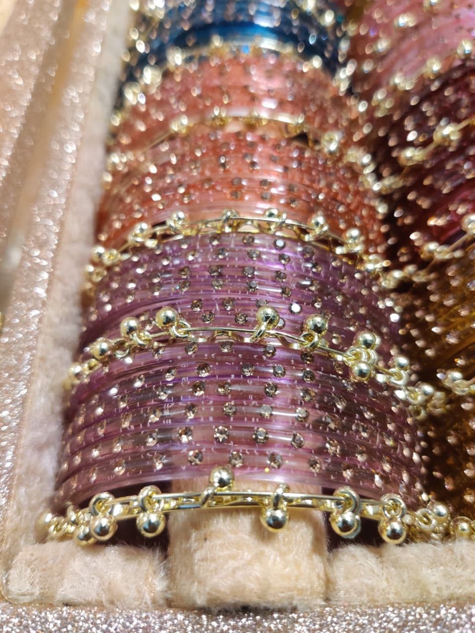 56013281-9c11-44f8-945d-dd36c920c271 GlitzGifts Sparkling Bangle Trunk Box – 120 Diamond Bangles + 22 Ghungroo Bangles - Image 1