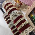 KARWA CHAUTH SPECIAL MEHROON VELVET KASHMIRI BANGLE SET