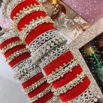 KARWA CHAUTH SPECIAL RED VELVET KASHMIRI BANGLE SET